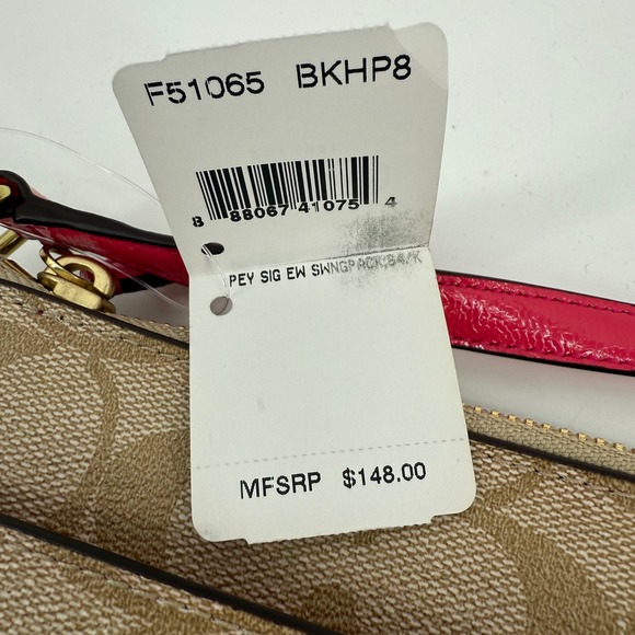 Coach F51065 Peyton Signature East/West Swingpack Khaki Pink Crossbody NWT - Picture 3 of 10